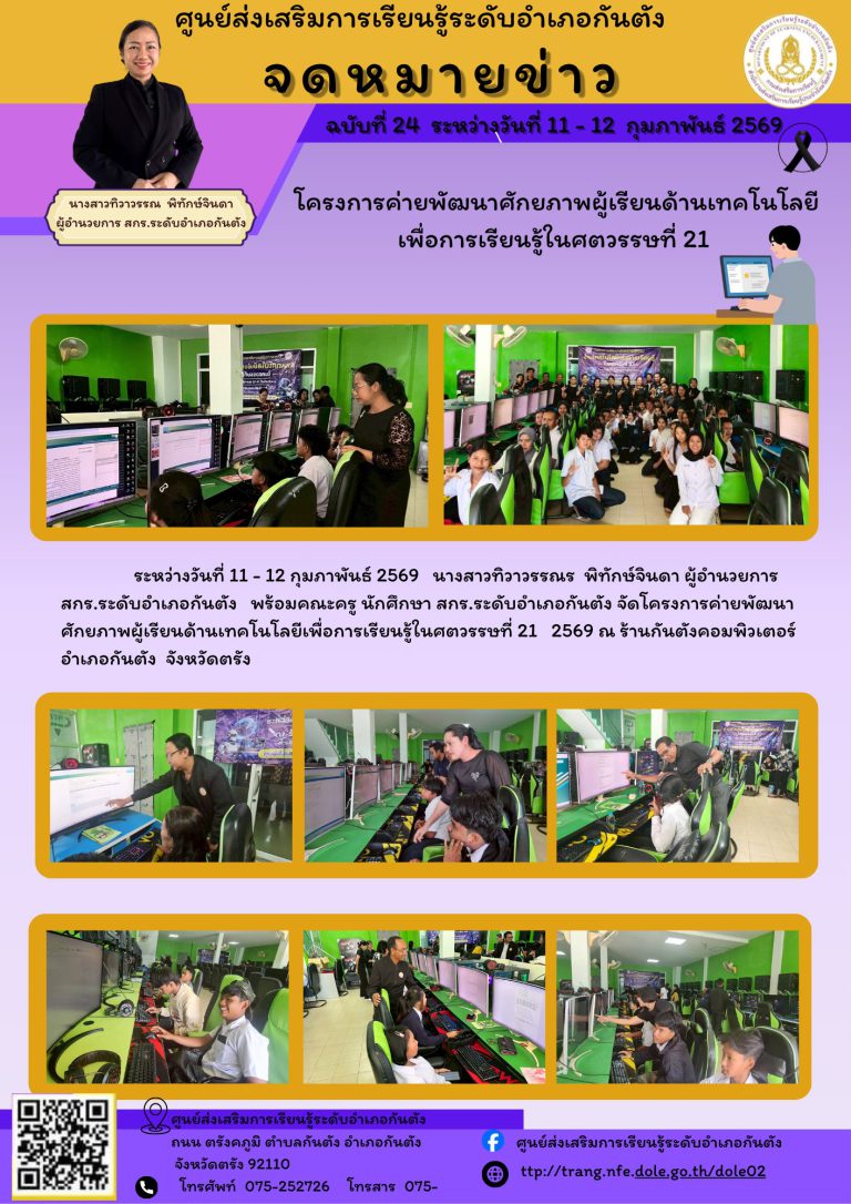 โครงการค่ายพัฒนาศักยภาพผู้เรียนด้านเทคโนโลยีเพื่อการเรียนรู้ในศตวรรษที่ 21