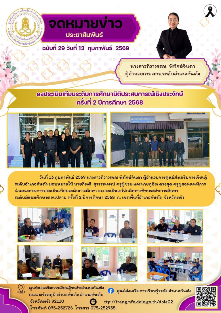 คณะกรรมการประเมินเทียบระดับการศึกษา ลงประเมินแก่นักศึกษาเทียบระดับการศึกษาระดับมัธยมศึกษาตอนปลาย ครั้งที่ 2 ปีการศึกษา 2568