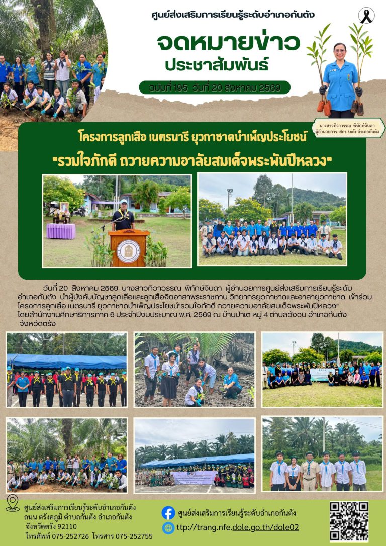 ผู้บังคับบัญชาลูกเสือและลูกเสือจิตอาสาพระราชทาน วิทยากรยุวกาชาดและอาสายุวกาชาด เข้าร่วมโครงการลูกเสือ เนตรนารี ยุวกาชาดบำเพ็ญประโยชน์”รวมใจภักดี ถวายความอาลัยสมเด็จพระพันปีหลวง”โดยสำนักงานศึกษาธิการภาค 6 ประจำปีงบประมาณ พ.ศ. 2569