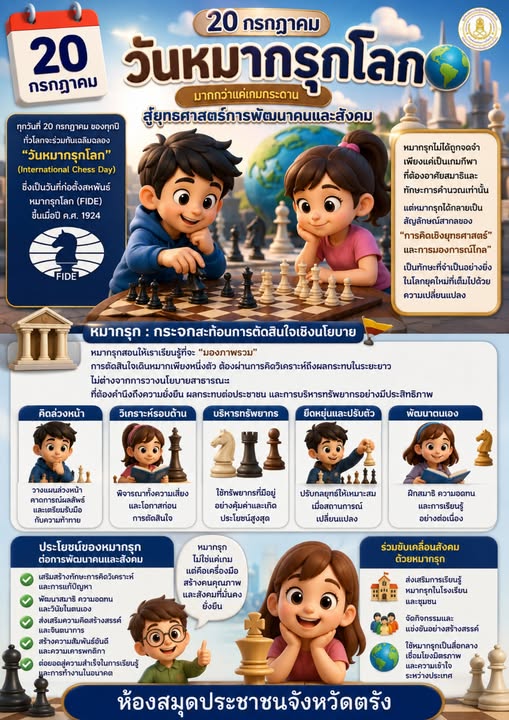 20 กรกฎาคม “วันหมากรุกโลก” (International Chess Day)