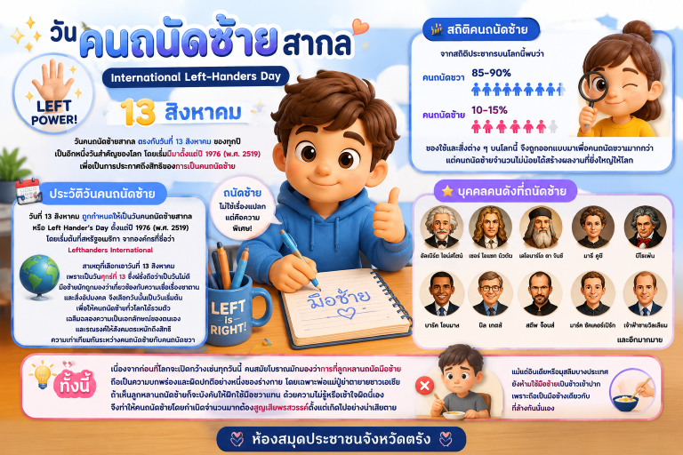 วันคนถนัดซ้ายสากล ตรงกับวันที่ 13 สิงหาคม ของทุกปี