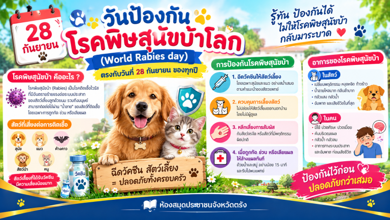 วันป้องกันโรคพิษสุนัขบ้าโลก (World Rabies day) ตรงกับวันที่ 28 กันยายน ของทุกปี