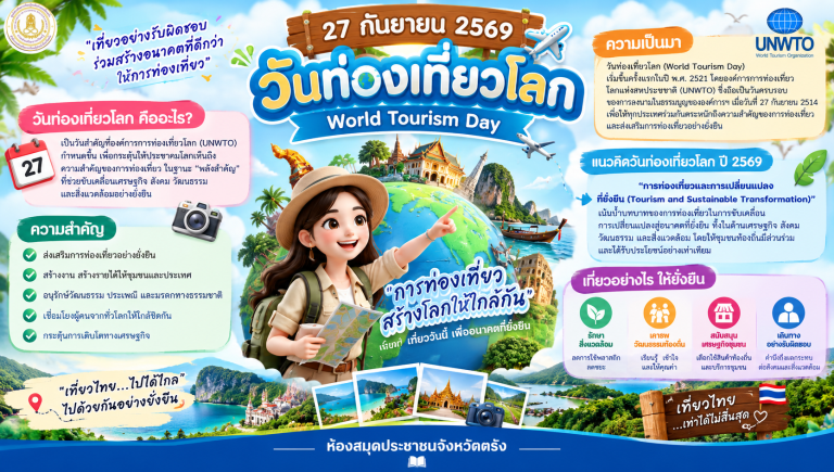 27 กันยายนของทุกปีตรงกับ วันท่องเที่ยวโลก (World Tourism Day)
